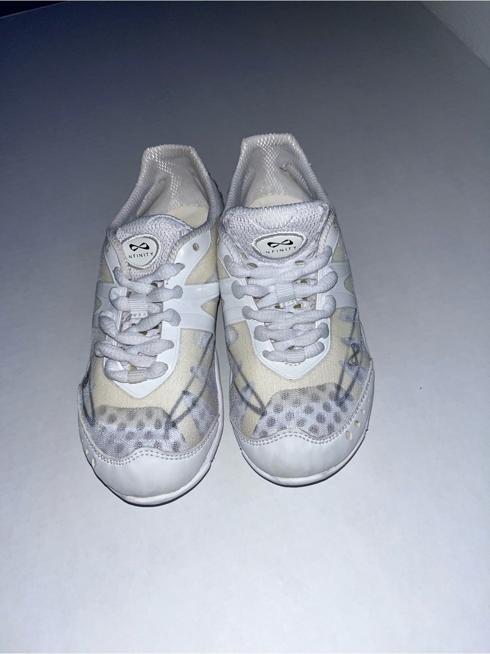 NFINITY Kids White Lace-Up Sneakers with Subtle Pattern